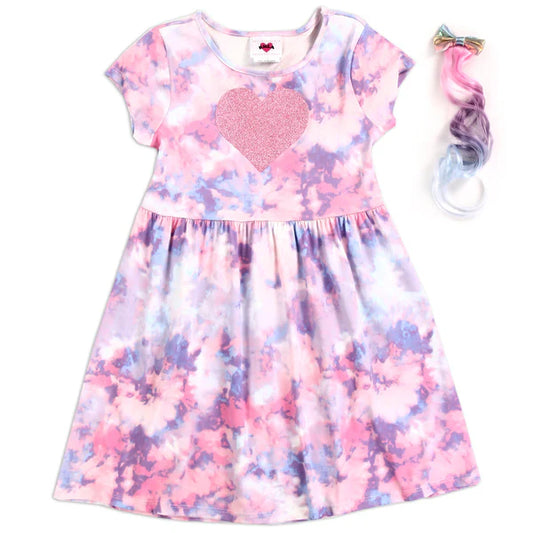 Girl's Tie Dye Dress W/Hair Clip 4 - 6